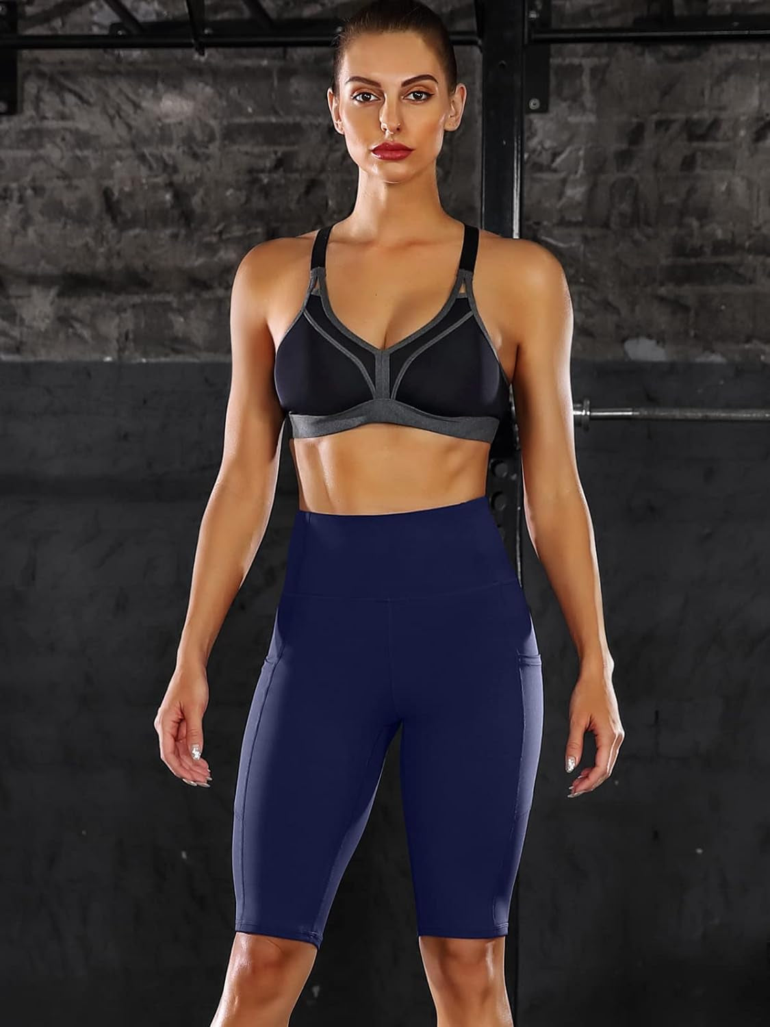 High Waist Women's Biker Shorts with Pockets - 12" Workout & Running Essential