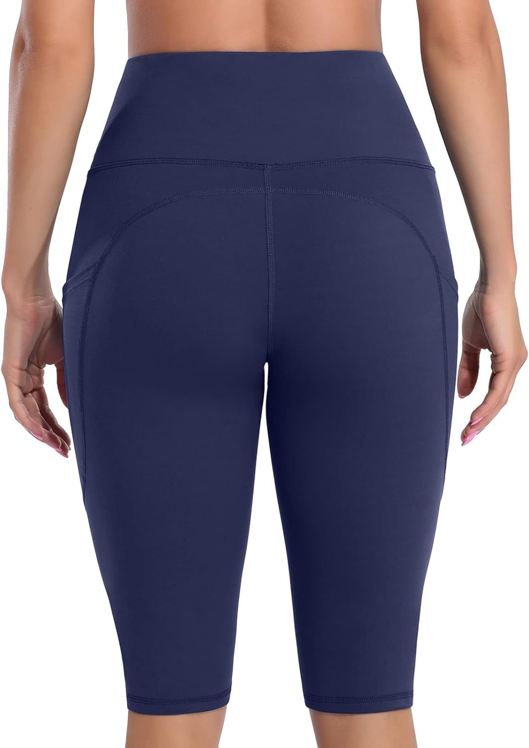 High Waist Women's Biker Shorts with Pockets - 12" Workout & Running Essential